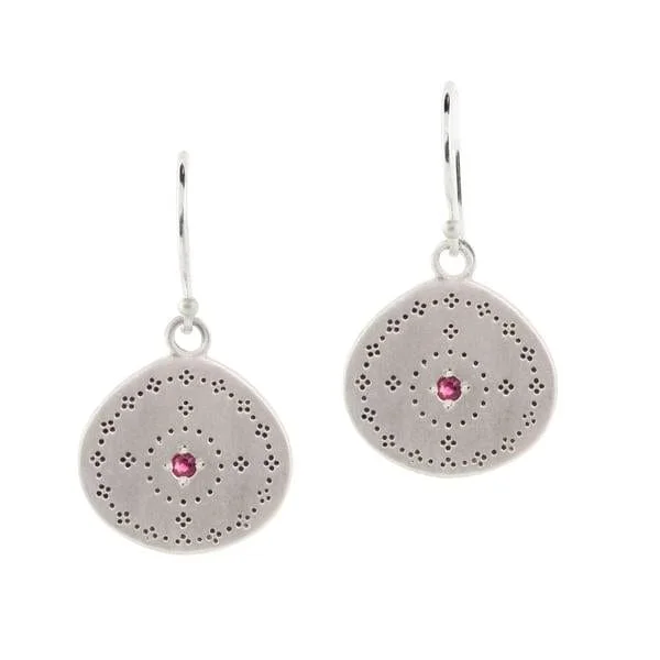 Colorful Drop Earrings For Vibrant Fashion-Silver Nostalgia Earrings in Ruby