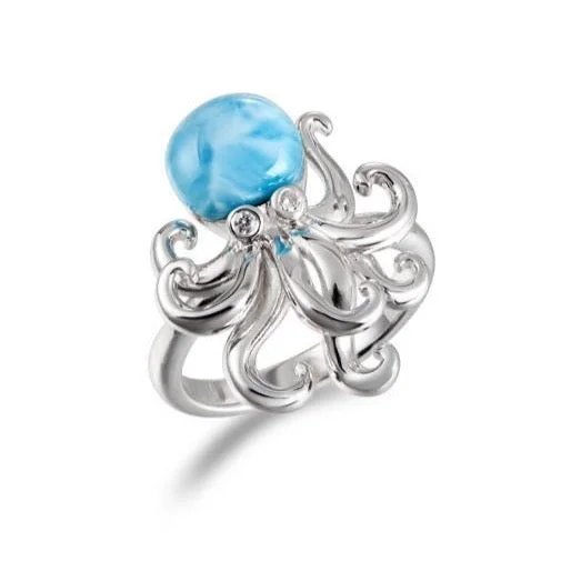 Sparkling Gemstone Rings For Fashion-Forward Looks-Larimar and Topaz Kraken Ring by Alamea