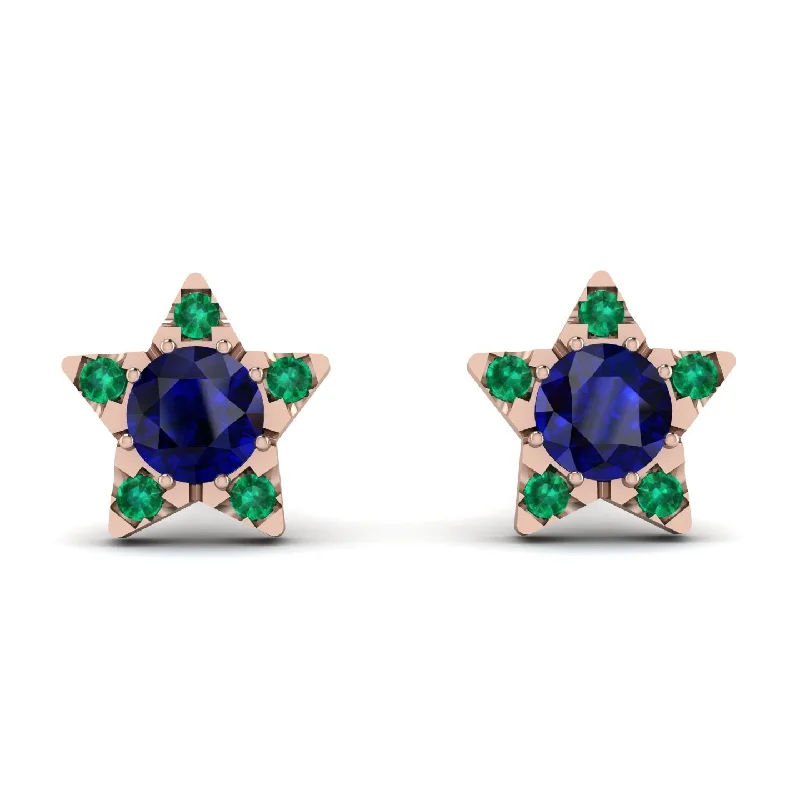 Affordable Earrings For Stylish Women-Star Halo Sapphire Earrings - Zelda No. 29