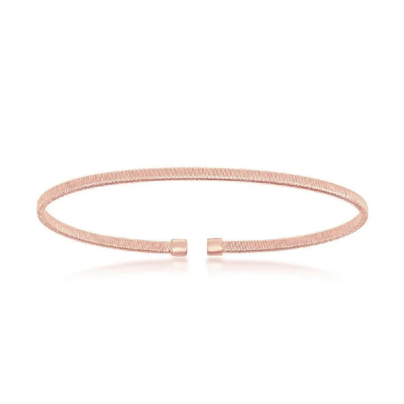 Fashionable Cuff Bangles For Statement Style-Sterling Silver Bonded with 14K Rose Gold Wire Designed Bangle