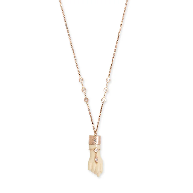 MARQUISE + ROUND DIAMOND BONE FIGA NECKLACE