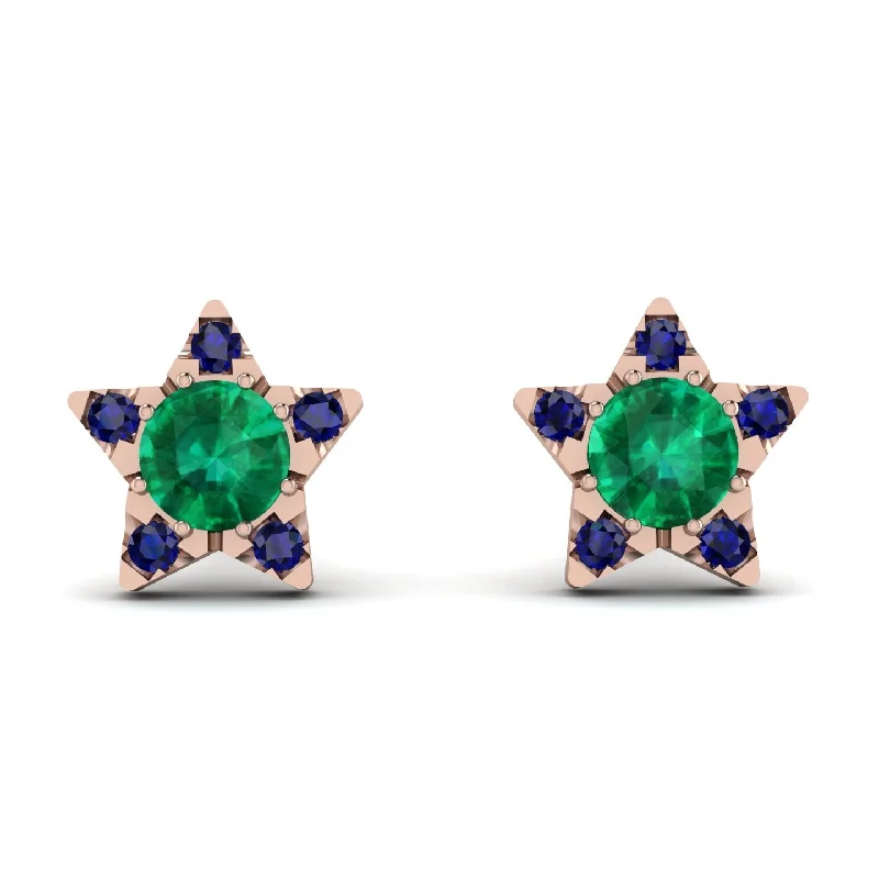 Unique Gemstone Earrings For Boho Style-Star Halo Emerald Earrings - Zelda No. 65