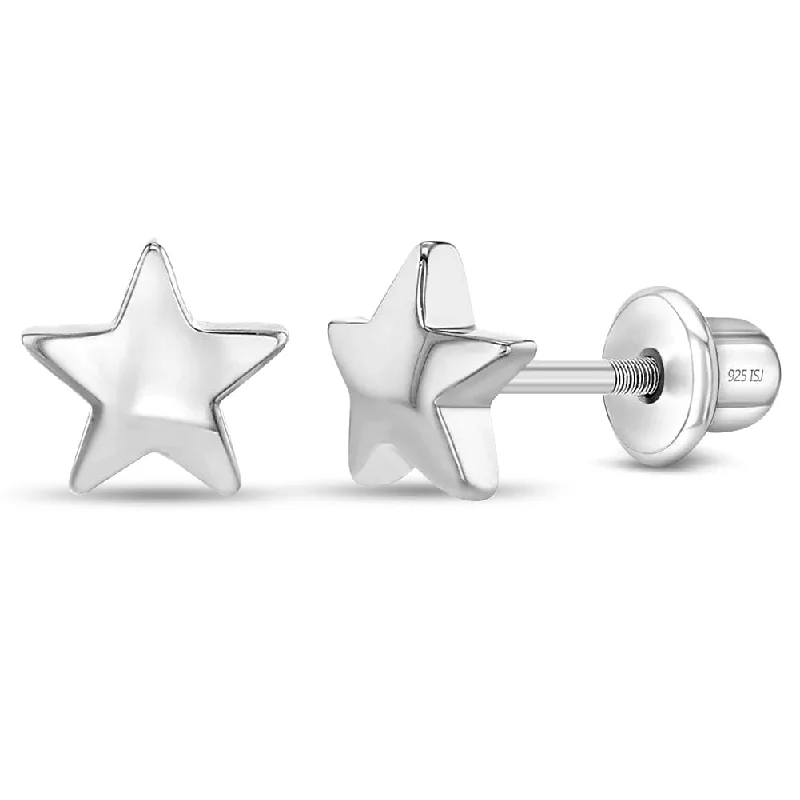 Sparkling Drop Earrings For Luxurious Look-Classic Polished Star Kids Earrings - Screw Back