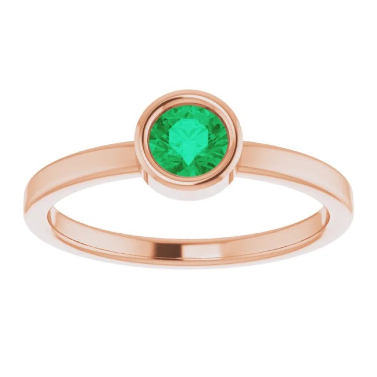 Elegant Engagement Rings For Special Occasions-14K Rose 4.5 mm Lab-Grown Emerald Ring