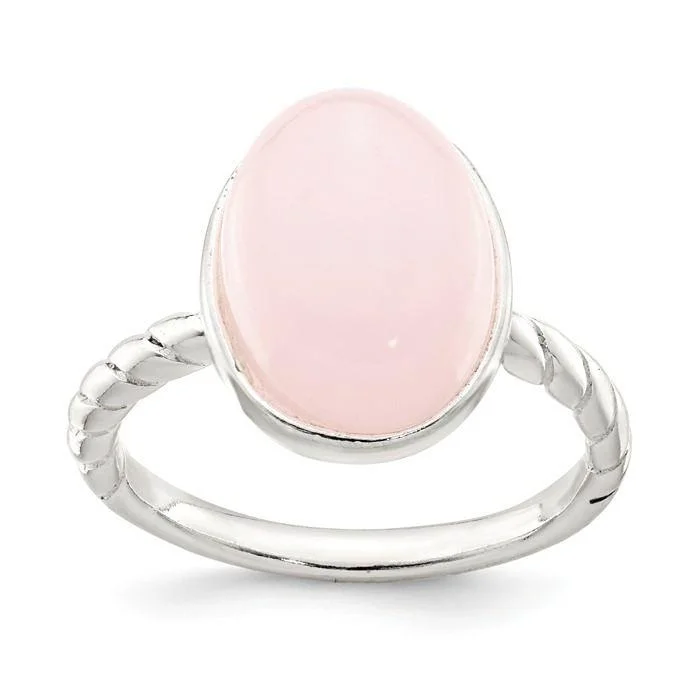 Luxury Engagement Rings For Memorable Proposals-Sterling Silver Rose Quartz Oval Ring