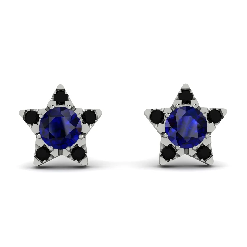 Long Earrings For Elegant Appeal-Star Halo Sapphire Earrings - Zelda No. 45