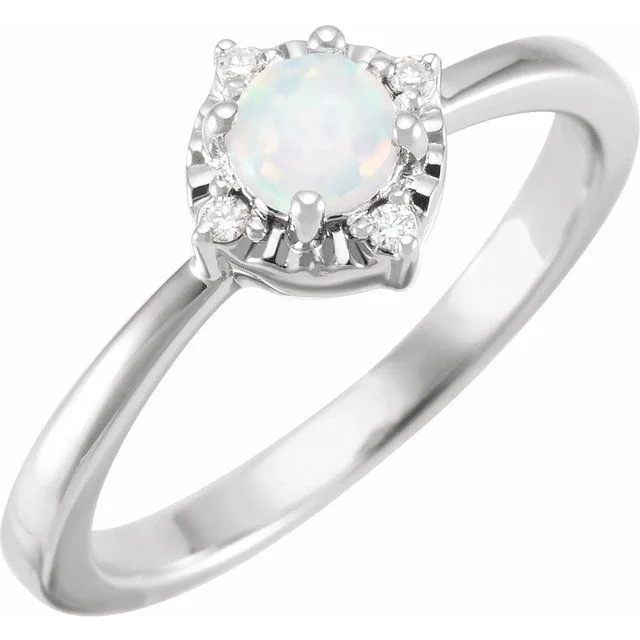 Unique Platinum Rings For Special Occasions-Sterling Silver or 14k Gold Gemstone and .04 CTW Diamond Halo-Style Rings