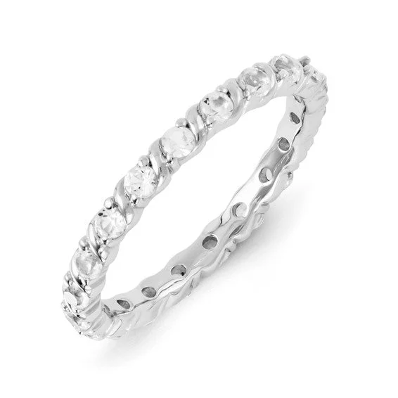 Personalized Engagement Rings For Custom Designs-Sterling Silver Stackable Expressions White Sapphire Eternity Ring