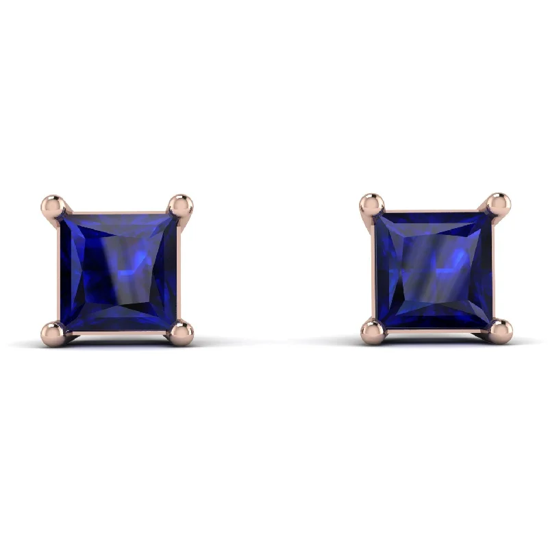 Sparkling Beaded Earrings For Festive Looks-Princess Cut Stud Earrings - Kenia No. 14