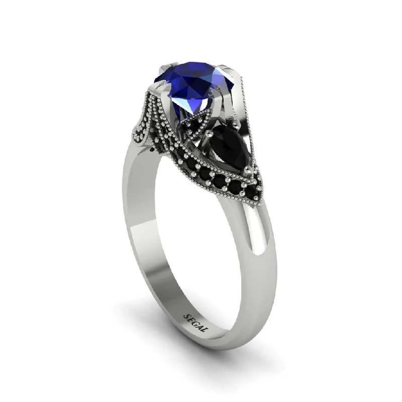 Vintage-Inspired Rings For Retro Glam-Sapphire Vintage Round Cut Engagement Ring - Kali No. 45