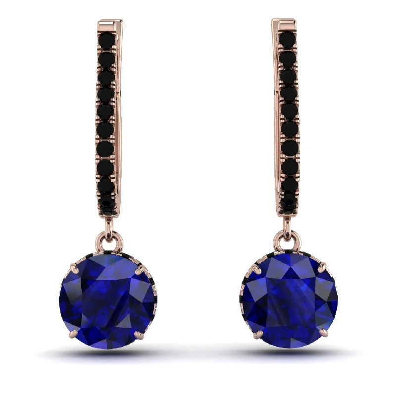 Classic Gemstone Earrings For Elegant Style-Sapphire Dangle Earrings With Hidden Halo - Adaline No. 44