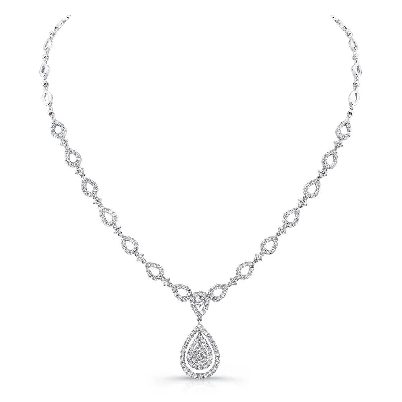 Uneek 4-Carat Teardrop-Motif Diamond Cluster Necklace with Double Floating Halo Around Center Cluster