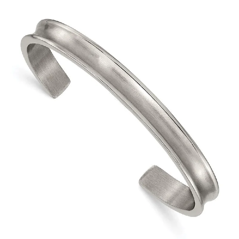 Trendy Handcrafted Bangles For Unique Style-Titanium Brushed with Polished Edge 6.5mm Cuff Bangle