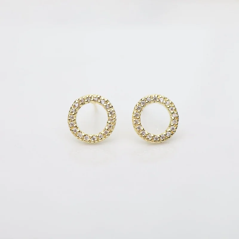 Fun Earrings For Playful Looks-Gold Vermeil CZ Pave Cheerio Stud Earrings