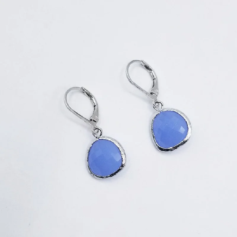 Classic Gold Earrings For Timeless Looks-Sterling Silver Light Royal Blue Crystal Lever Back Earrings