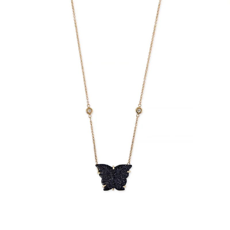 BLUE GOLDSTONE BUTTERFLY NECKLACE