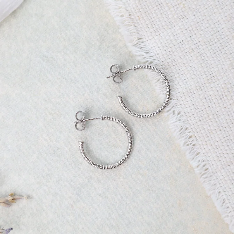 Handmade Resin Earrings For Bold Style-Sterling Silver 3/4" Sparkle Hoop Earrings