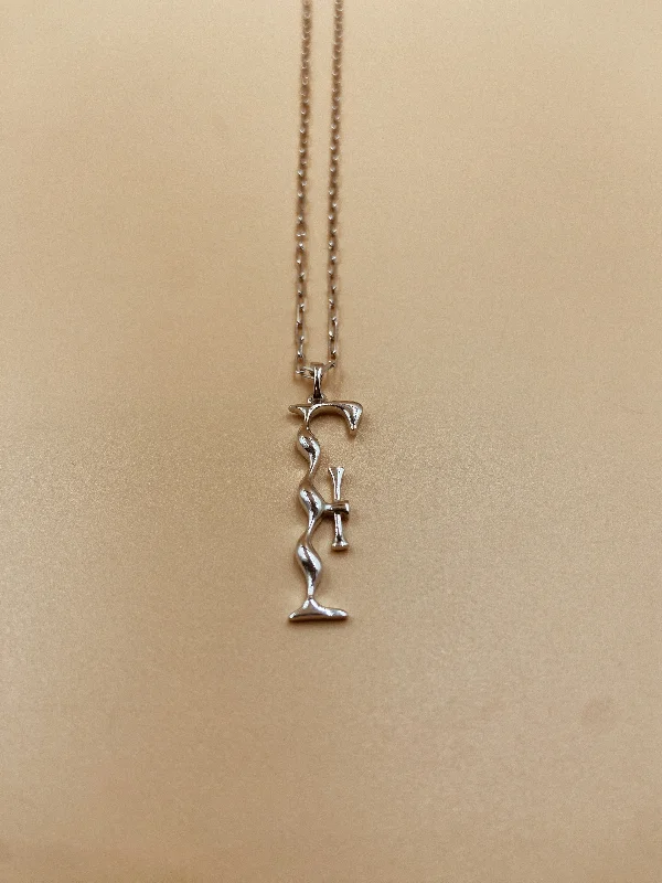 Letter F Necklace in 925 Sterling Silver