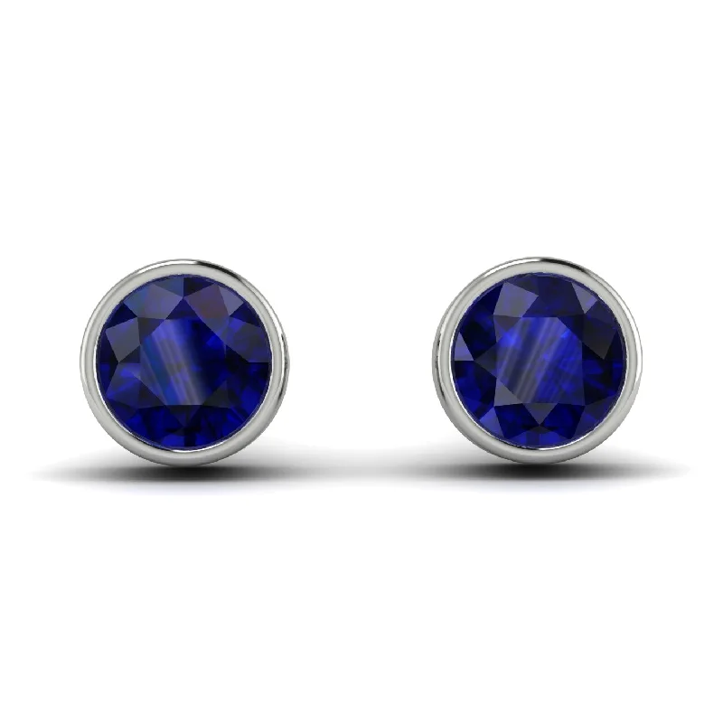 Large Stud Earrings For Bold Statements-Bezel Stud Sapphire Earrings - Royal No. 15