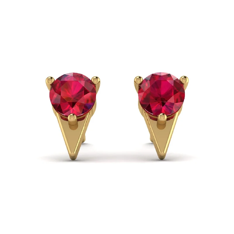 Trendy Crystal Earrings For Everyday Style-Triangle Ruby Earrings - Aisha No. 10