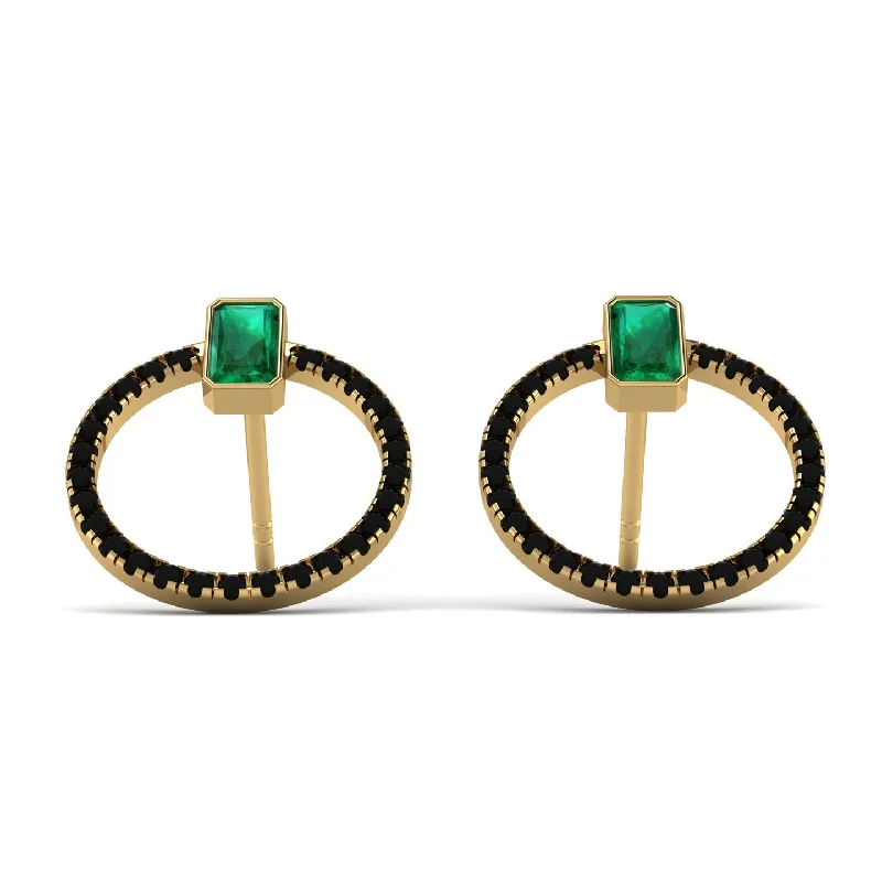 Stylish Earrings For Casual Events-Emerald Cut Circle Emerald Earrings - Oaklyn No. 34