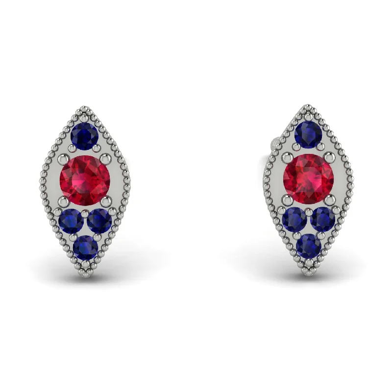 Crystal Stud Earrings For Timeless Glam-Milgrain Marquise Ruby Earrings - Faye No. 72