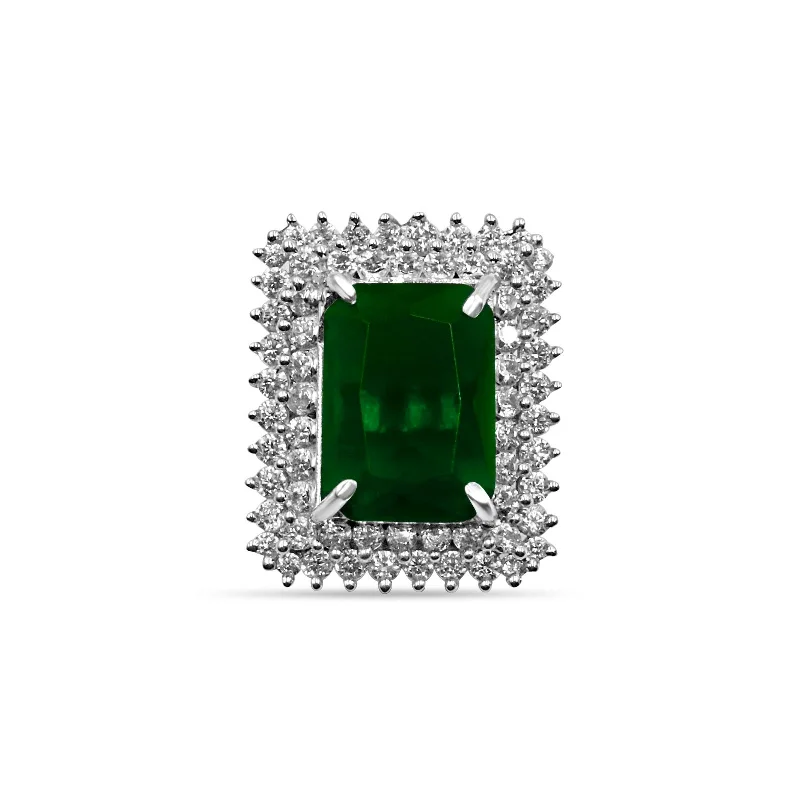 Gorgeous Diamond Wedding Bands For Elegant Brides-Zarkan 925 Green Ruby Silver Ring For Women