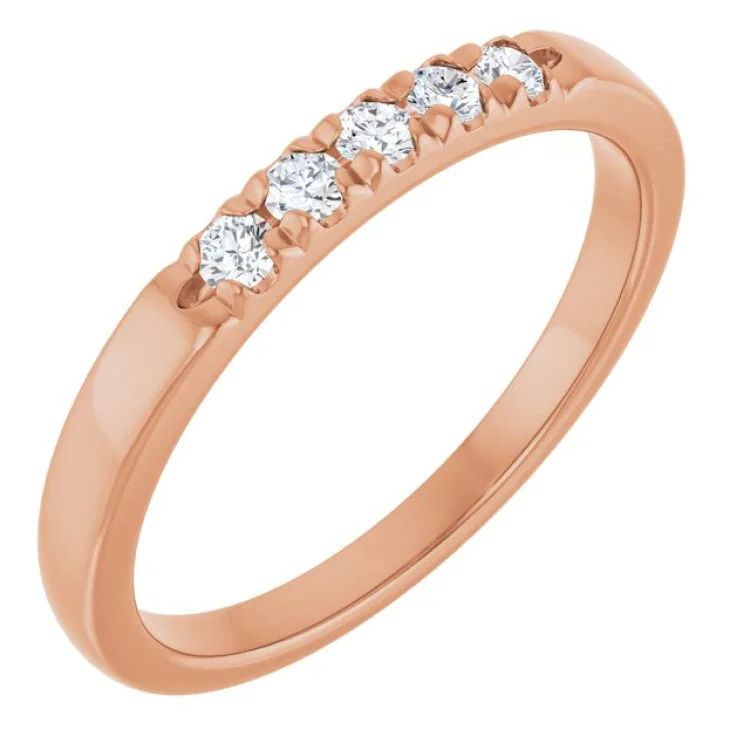 Vintage-Inspired Rings For Retro Glam-14K Rose 1/6 CTW Lab-Grown Diamond  French-Set Anniversary Band