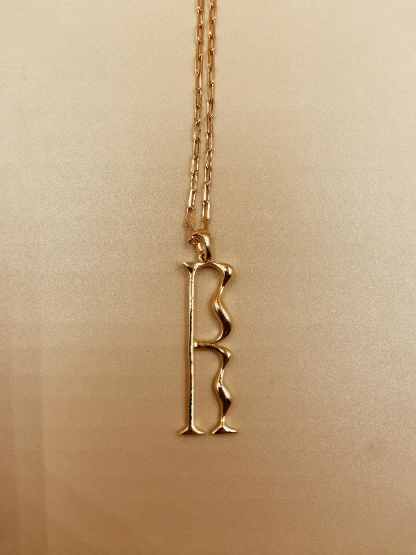 Letter R Necklace in 925 Sterling Silver