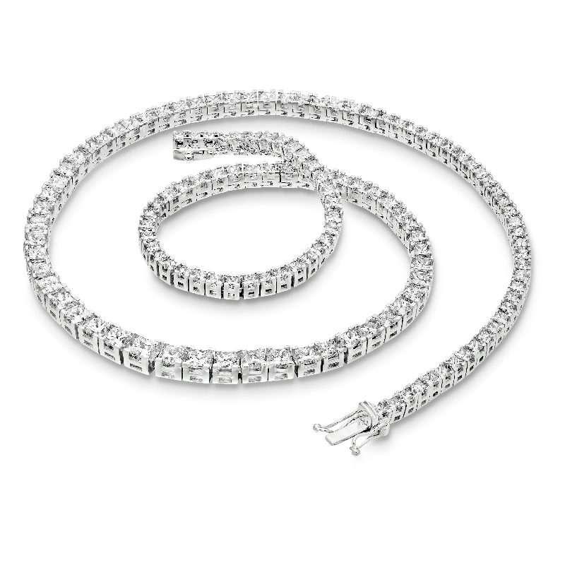 Portia 18ct White Gold Graduated Claw Set Princess Cut Diamond Necklace