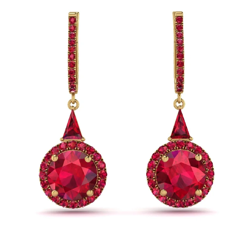 Trendy Earrings For Teenagers-Hidden Halo Ruby Earrings - Joanna No. 55