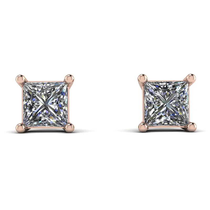 Designer Drop Earrings For Elegant Appeal-Princess Cut Stud Earrings - Kenia No. 2