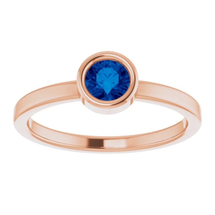 Bold Wedding Rings For Fashion-Forward Couples-14K Rose 4.5 mm Natural Blue Sapphire Ring