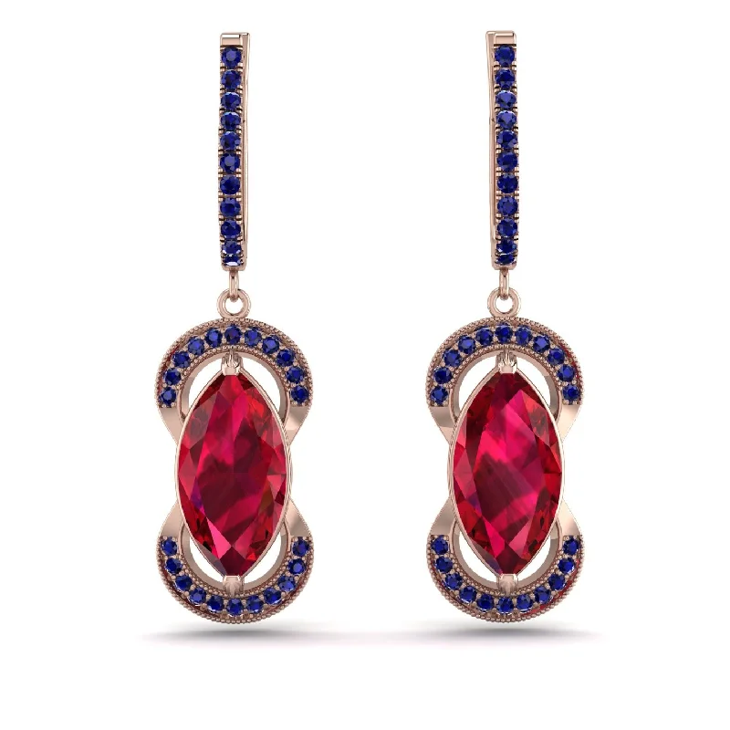 Elegant Pearl Earrings For Luxe Style-Marquise Vintage Ruby Earrings - Marley No. 71