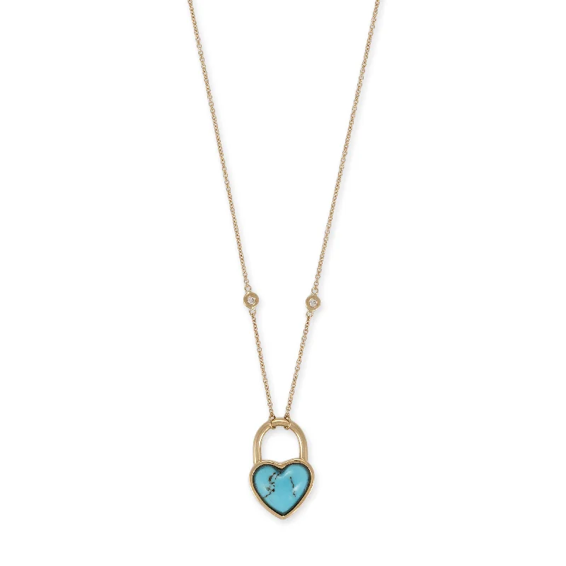 TURQUOISE HEART LOCK NECKLACE