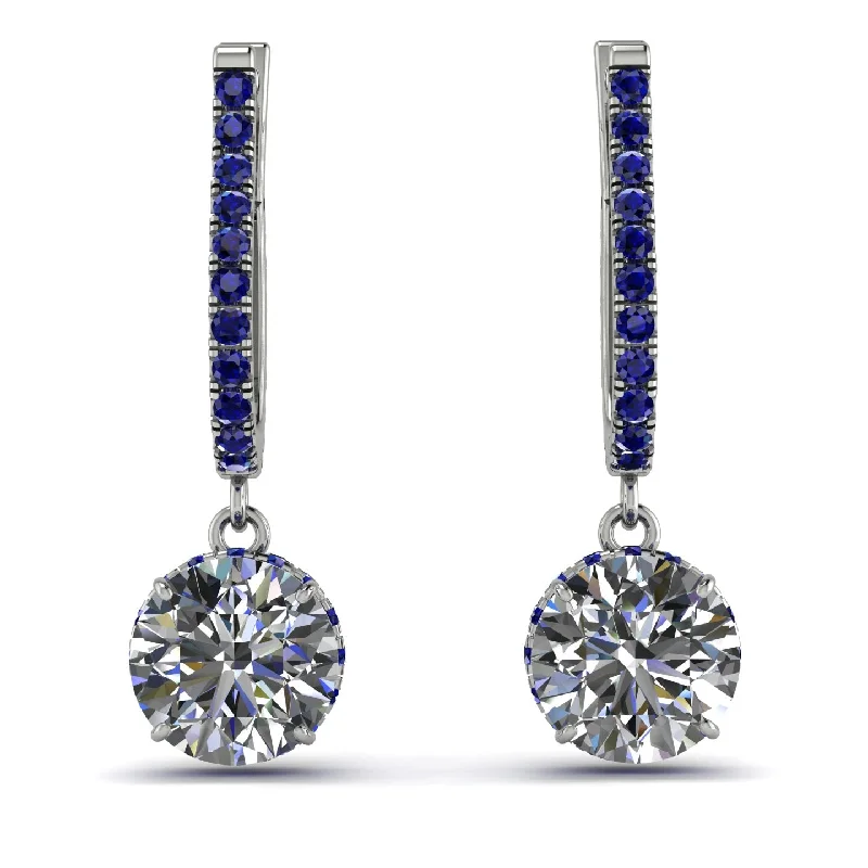 Handcrafted Gemstone Earrings For Timeless Beauty-Diamond Dangle Earrings With Hidden Halo - Adaline No. 63