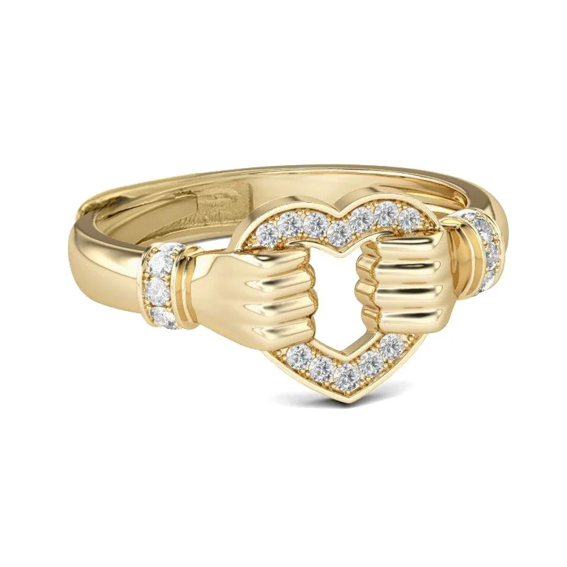 Elegant Diamond Rings For Wedding Day Glam-Zarkan Gold Hold My Heart Pure Silver AD Ring