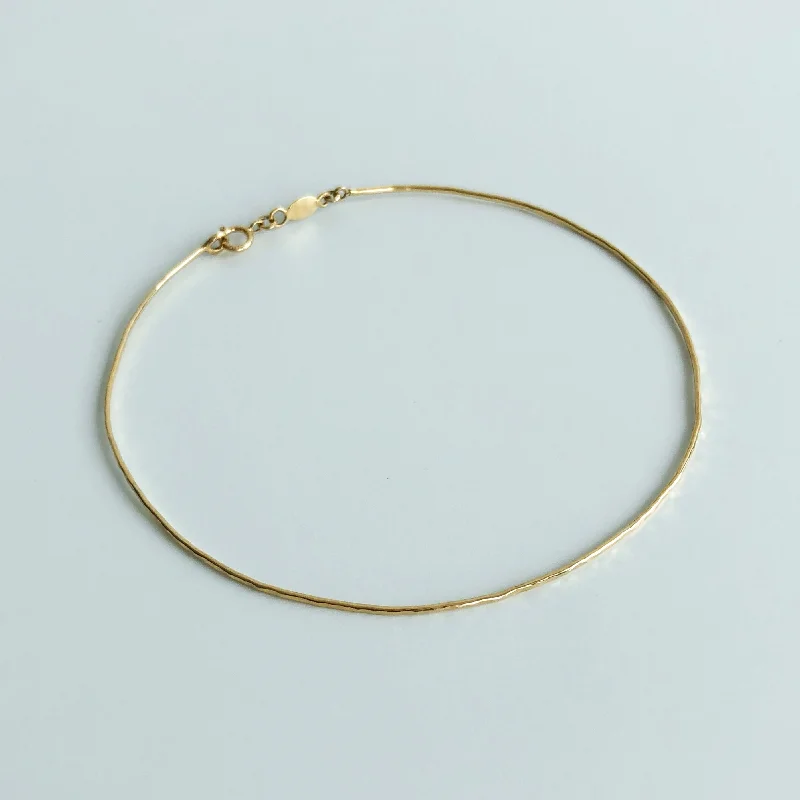 Colorful Crystal Bangles For Playful Fashion-Skinny Hammered Bangle, Solid 14k Gold