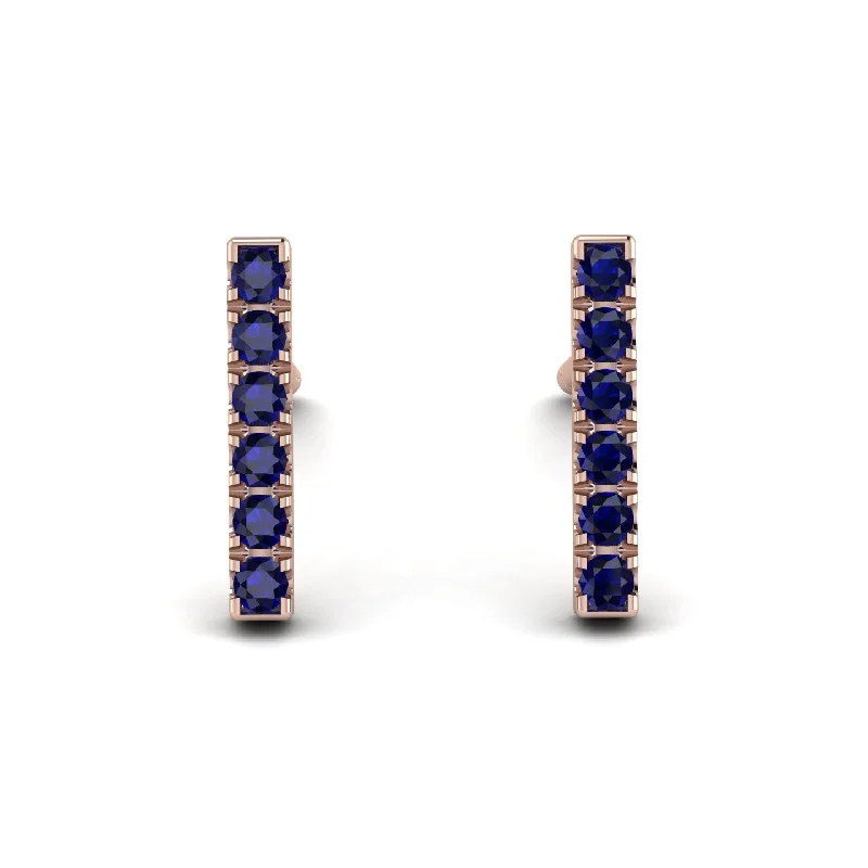 Handcrafted Gemstone Earrings For Timeless Beauty-Geometrical Gold Bar Sapphire Earrings - Bonnie No. 14