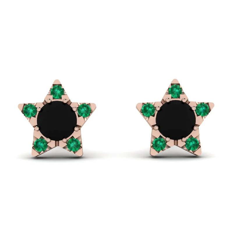 Classic Gemstone Earrings For Elegant Style-Star Halo Black Diamond Earrings - Zelda No. 23