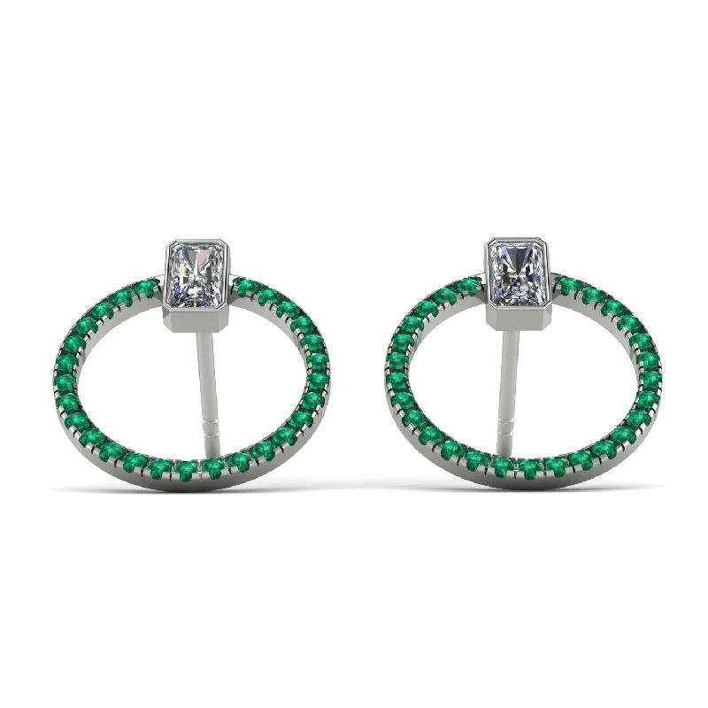 Fashionable Resin Earrings For Casual Style-Emerald Cut Circle Diamond Earrings - Oaklyn No. 18