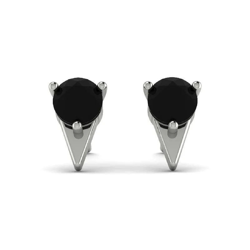 Artistic Gold Earrings For Creative Style-Triangle Black Diamond Earrings - Aisha No. 9