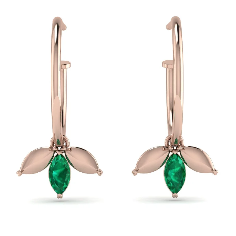 Beautiful Pearl Drop Earrings For Weddings-Leaves Emerald Earrings - Anika No. 5