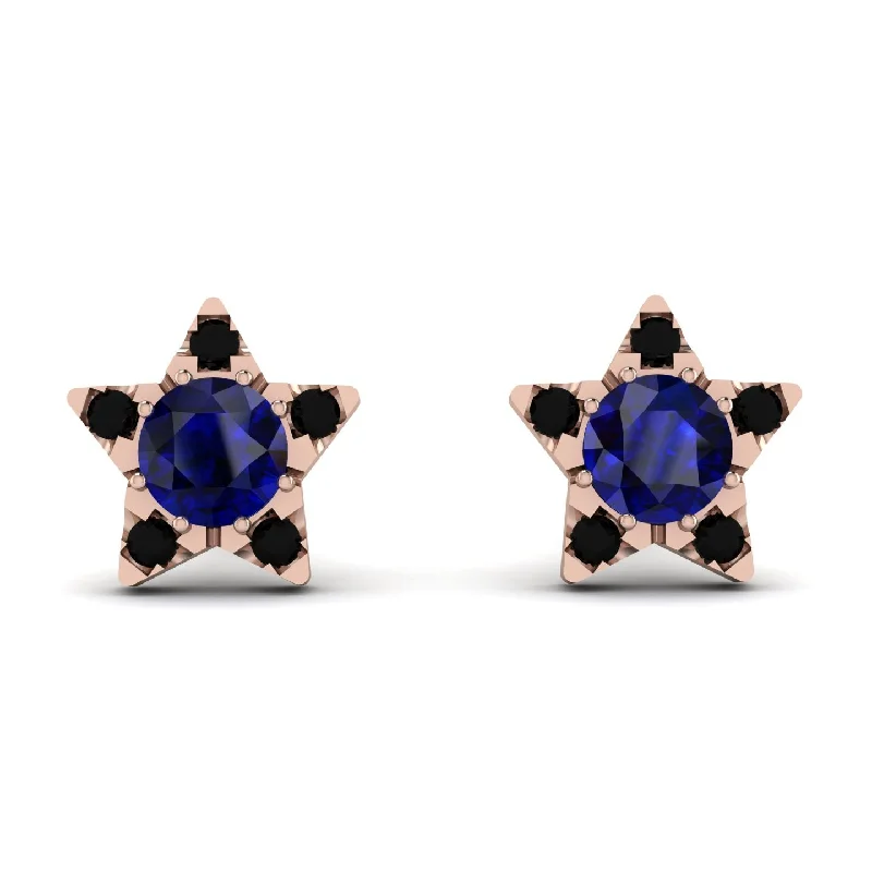 Silver Earrings For Everyday Glam-Star Halo Sapphire Earrings - Zelda No. 44