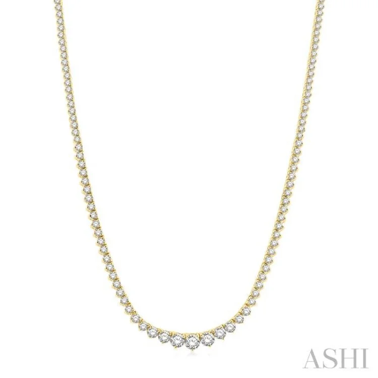 7 ctw Riviera Round Cut Diamond Necklace in 14K Yellow Gold