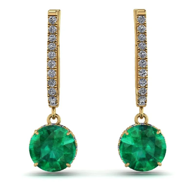 Chic Stud Earrings For Stylish Women-Emerald Dangle Earrings With Hidden Halo - Adaline No. 4