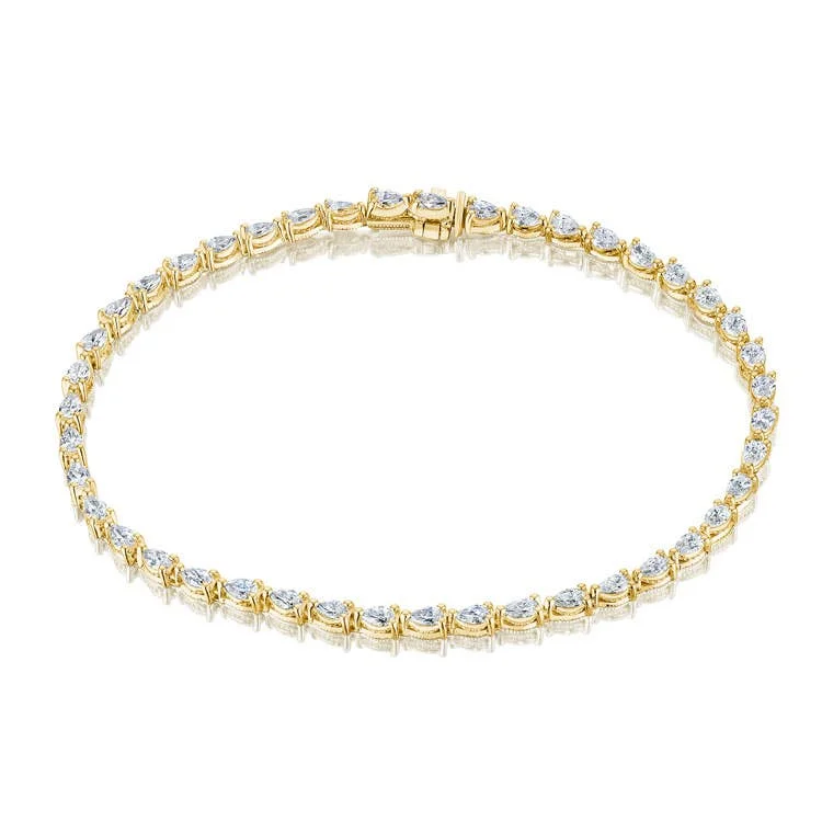 Unique Chain Bracelets For Bold Fashion-Stilla | Pear Diamond Tennis Bracelet in 18k Yellow Gold FB6737Y