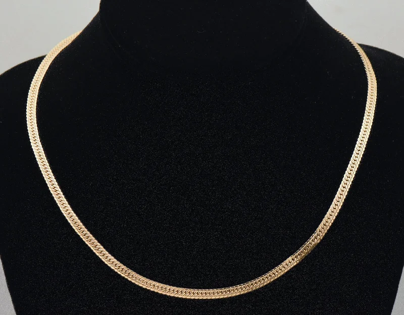 Gold Tone Metal Herringbone Link Chain Necklace - 18"