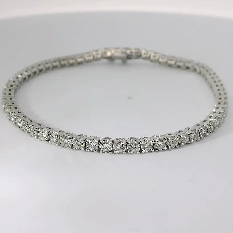 Custom Gemstone Bracelets For Personal Style-14K White Gold Diamond Line Bracelet