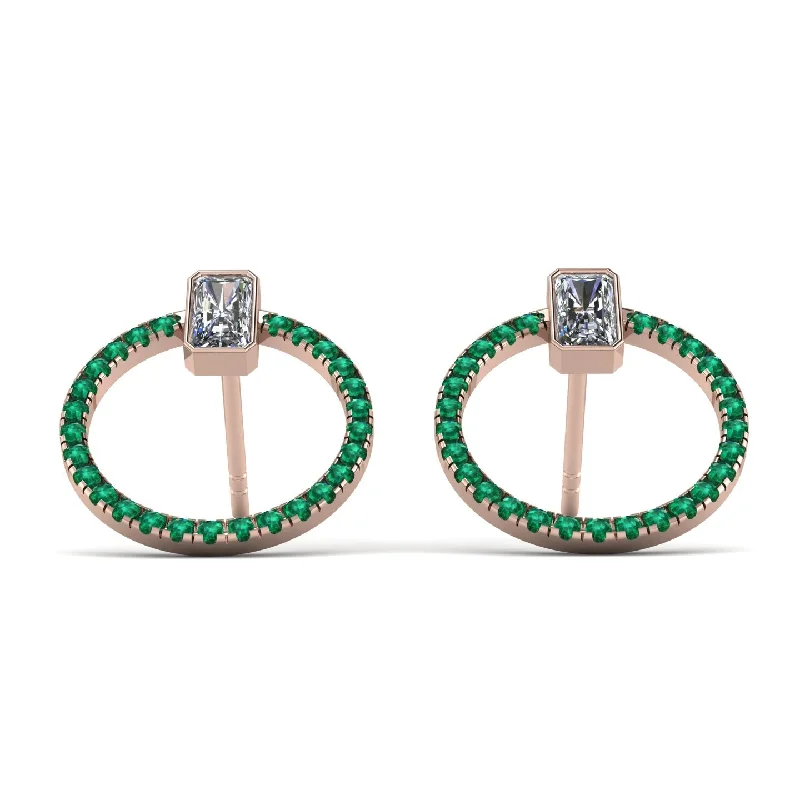 Classic Stud Earrings For Timeless Appeal-Emerald Cut Circle Diamond Earrings - Oaklyn No. 17